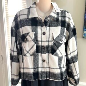 NWT C by One Black and White Plaid Jacket XL